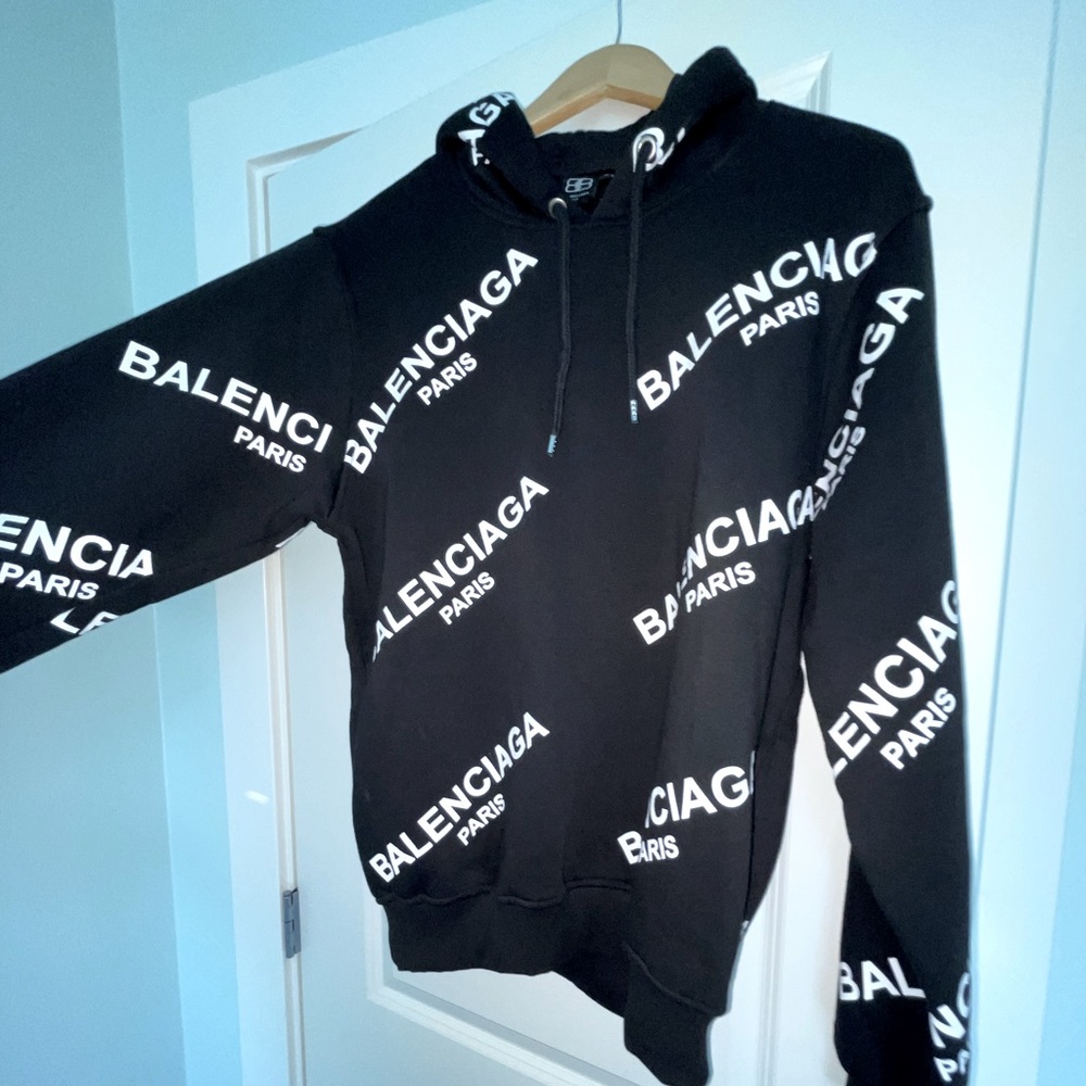 Balenciaga Paris “All-Over” Logo Hoodie